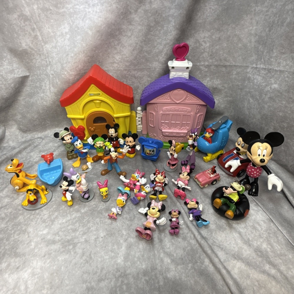 Fisher Price Little People Mickey & Minnie Mouse House Figures Lot Of 28 Vintage